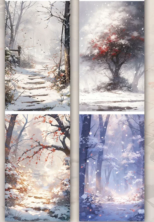 Winter landscape Snow on Cold Mountain Large Background Japanese Masking PET Tape