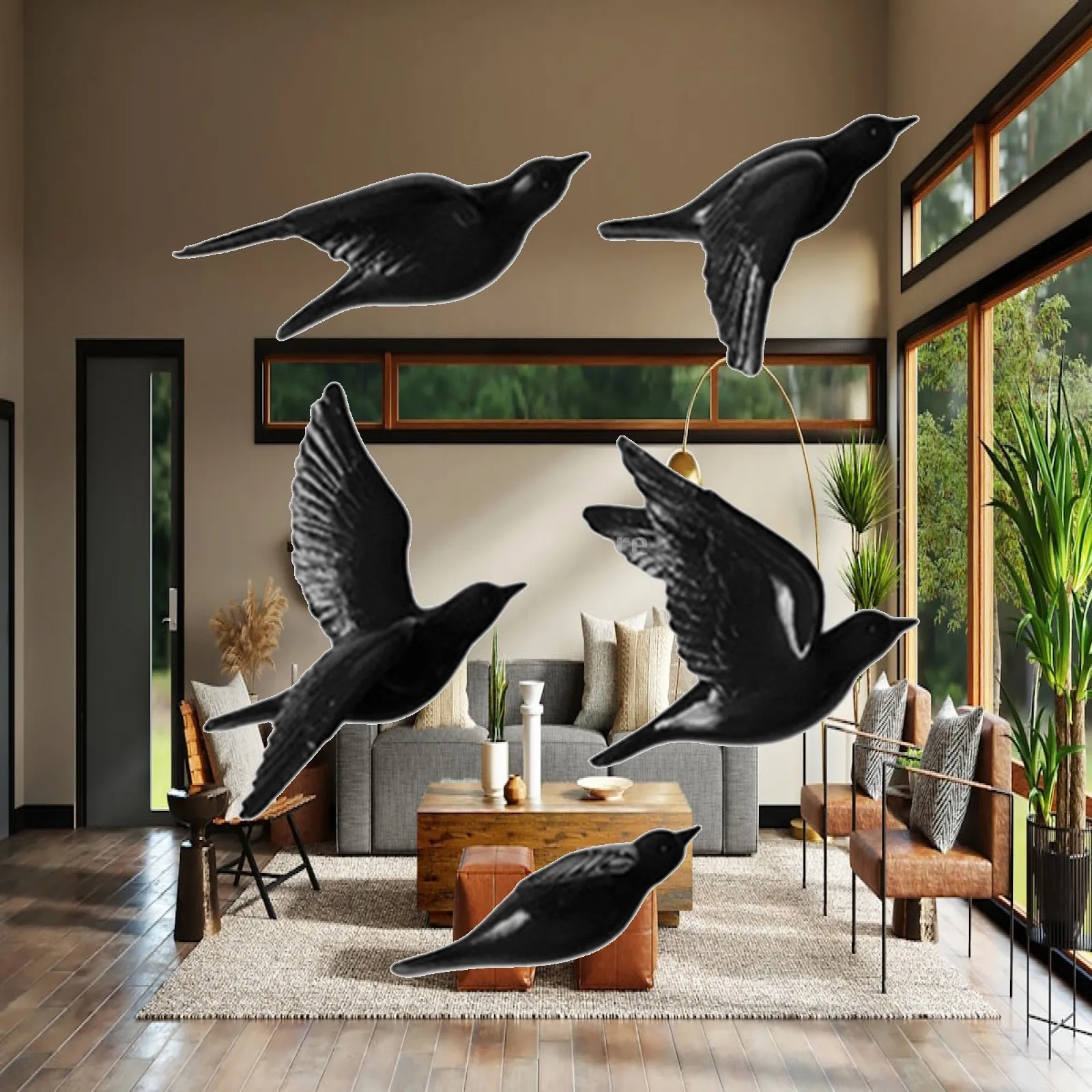 Wall Hanging Statue Flying Birds Resin Sculpture for Living Room Decoration Aesthetic Home Decor Ornament Easy Install