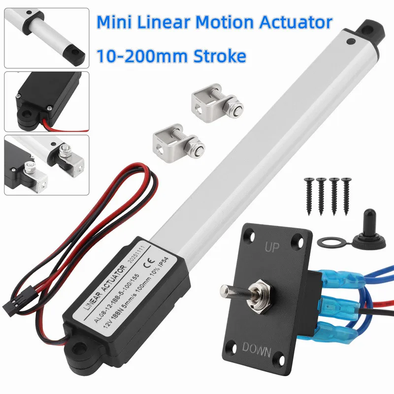Electric Linear Actuator 10/15/20/25/30/50/100/150/200mm Stroke 12V Lifting Linear Motion Actuator With Panel Rocker Switch