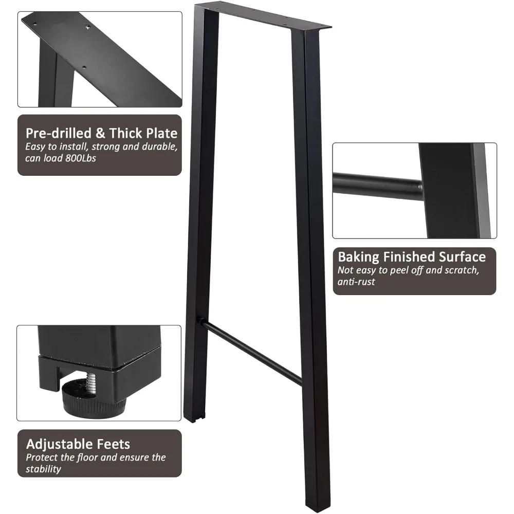 Bar Table Legs 40 Inch Metal Dining Table Legs Heavy Duty Metal Desk Legs Coffee Table Legs, Black, Set of 2