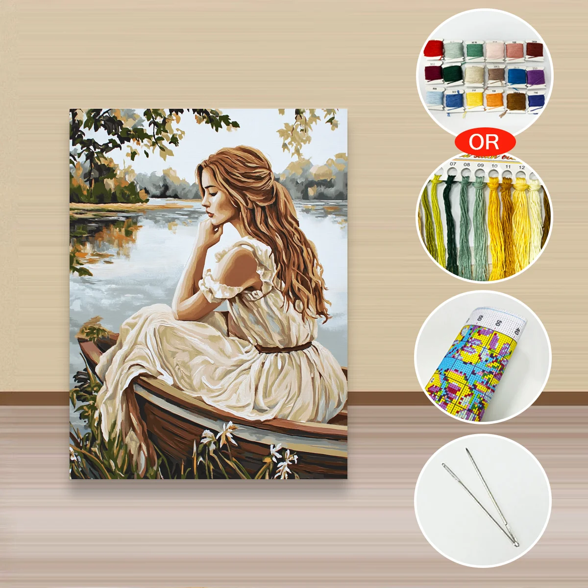 Kit de broderie au point de croix 1PC 30X40CM/11.8X15.7in, 11CT/14CT, cadeau de Saint-Valentin DIY pour les fêtes, La dame contemplative