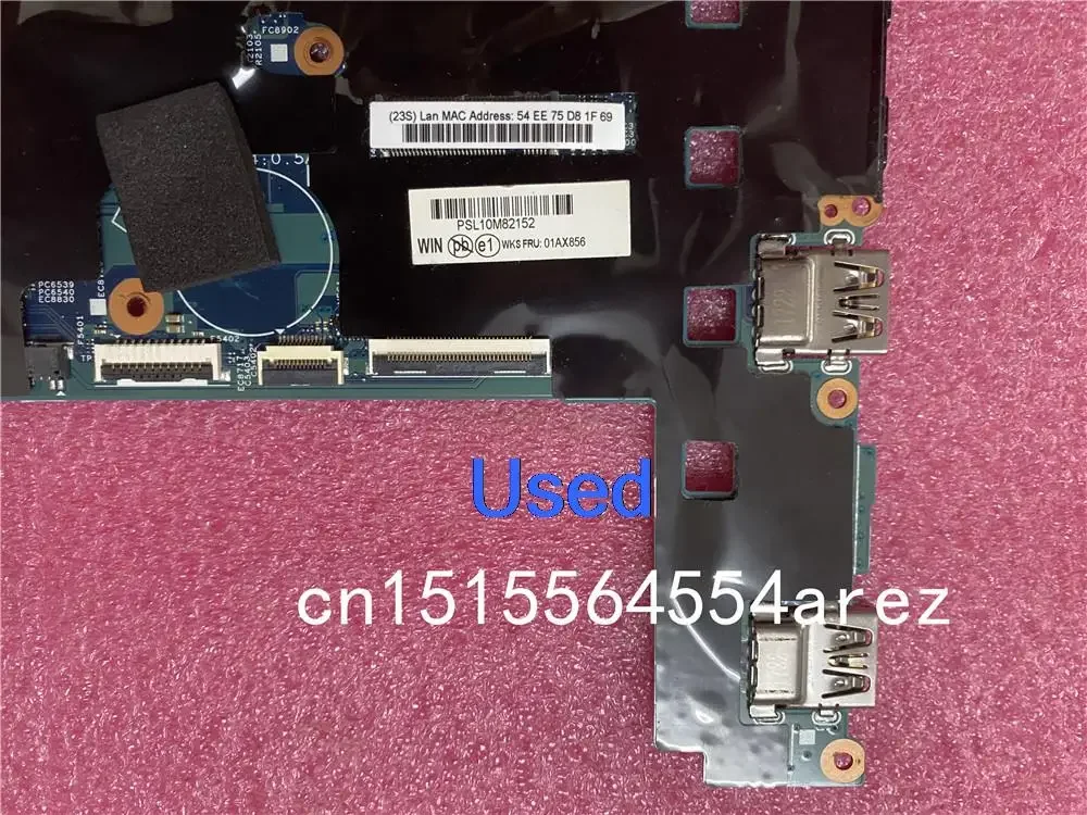 Used For Lenovo Thinkpad X1 Yoga 2nd Gen Laptop Motherboard Mainboard i7-7600U 16G With Fan 01AX856