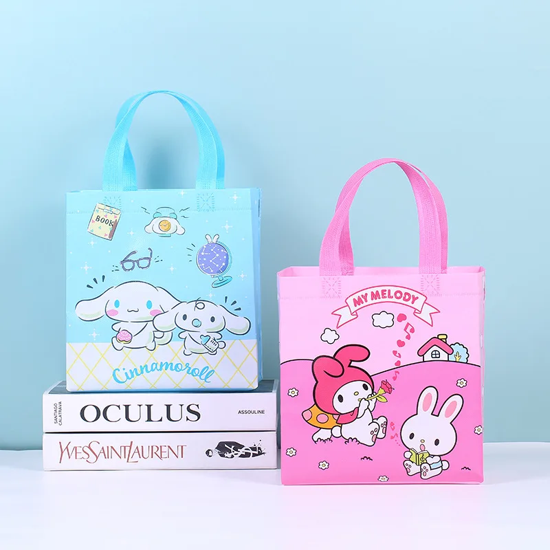 Sanrio Anime Melodie Kuromi bedruckte Vlies Stoff Tasche niedlichen Cartoon Cinnamon roll große Kapazität Trage tasche Artikel Aufbewahrung tasche