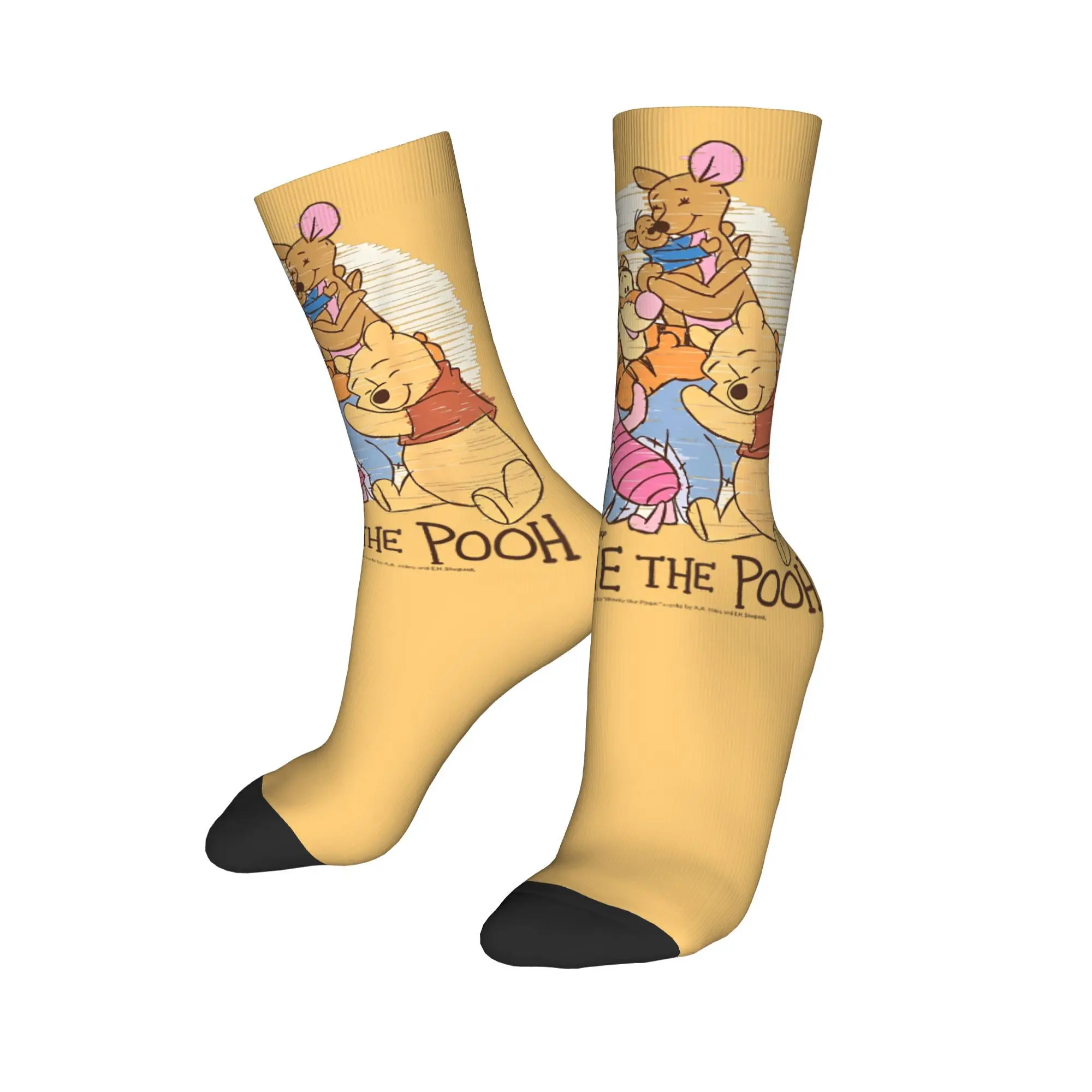 Colorful Winnie The Pooh Eeyore Piglet Tigger Kanga Roo Hug Stockings Sports Socks Middle Tube Socks Women Men Sweat Absorbing