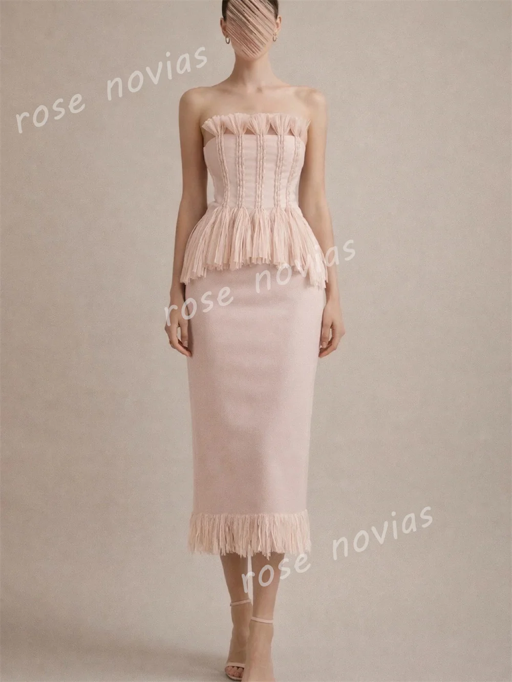 Customized Ladies Elegant Homecoming Dress Strapless Fashion Straight Midi Dresses Bespoke Occasion Party Gown Modern Style image 3