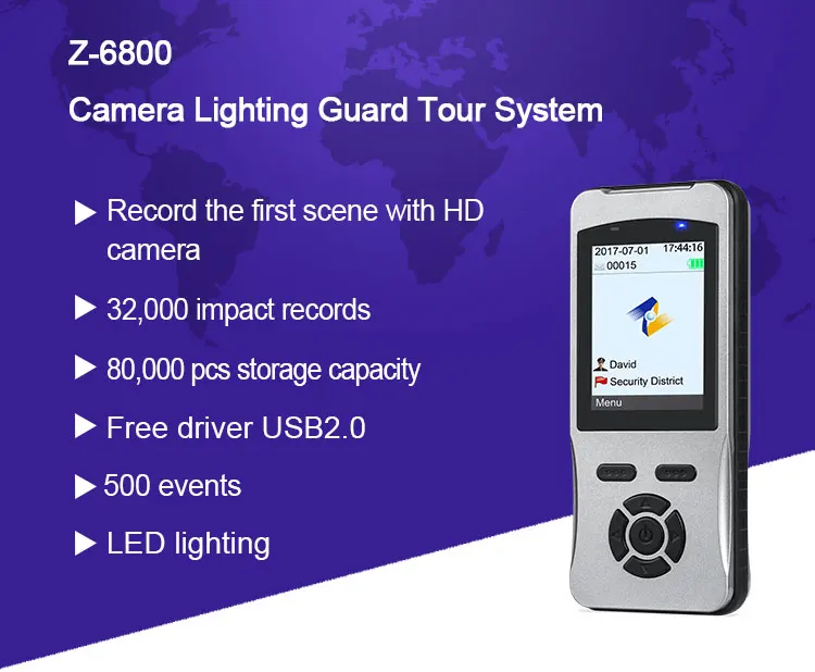 نظام جولة الحراسة RFID الفضي 125 كيلو هرتز دورية أمنية لمراقبة الحراسة ودوريات شاشة LCD 2.4 بوصة #6