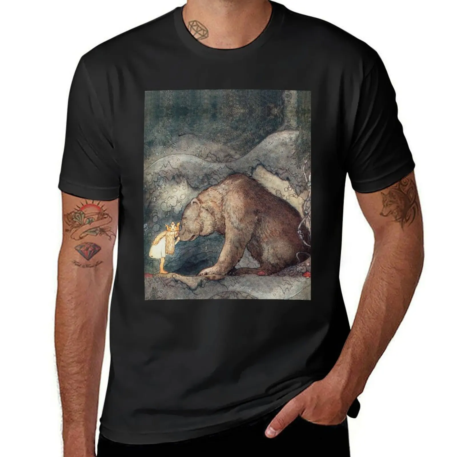 Armer kleiner Bär-John Bauer Bellas glorreiche Abenteuer T-Shirt übergroße Schweiß Anime Herren Grafik T-Shirts Hip Hop