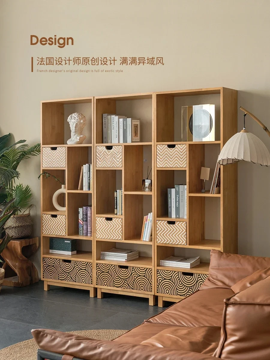 Nordic Combination Storage Hallway Wine Cabinet Solid Wood Display Module Multifunctional Storage Bookshelf