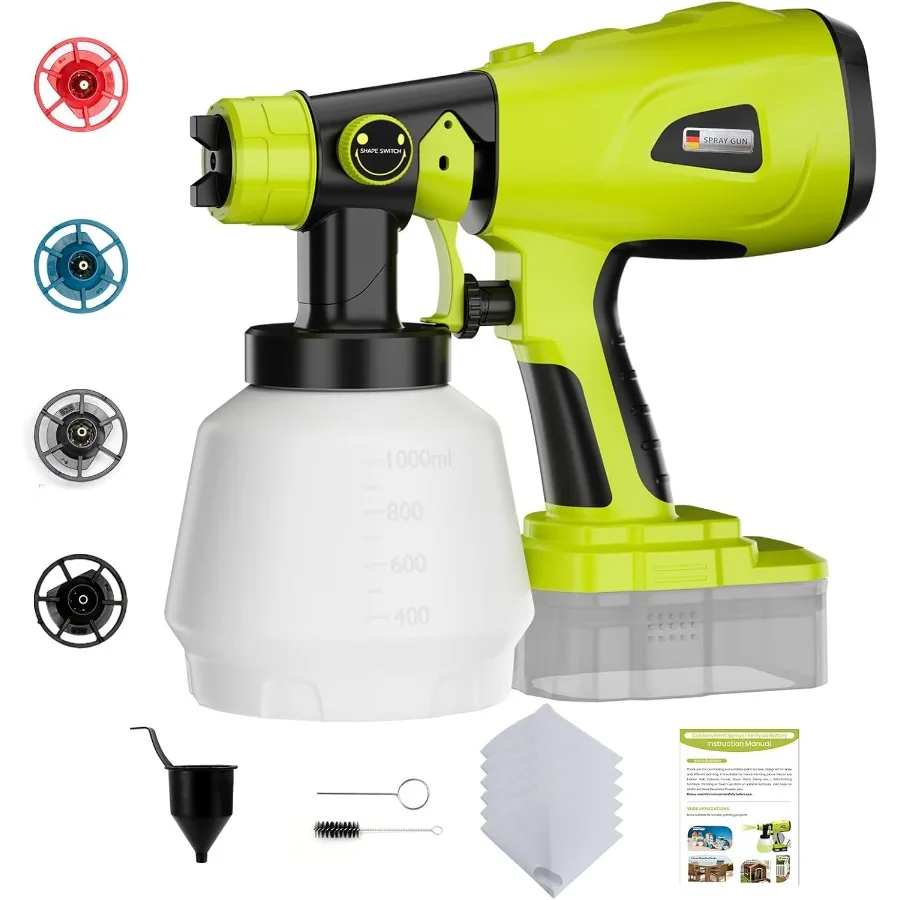 

Handheld Cordless Paint Sprayer for Ryobi One+ 18V Battery with 1000ML Large Container Ensures Even Coverage and No Clogging Id