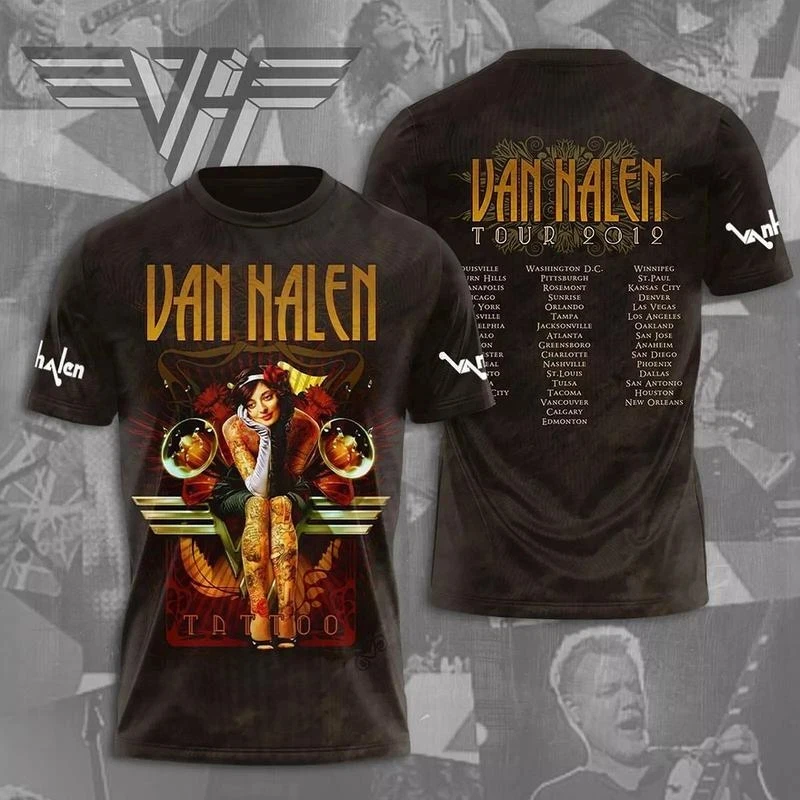 Klassisches Van Halen Rock T-Shirt 3D-Druck Unisex Streetwear Mode Herren Damen Hip-Hop Trend T-Shirt Sommer Übergroße Herrenbekleidung – Detail 4