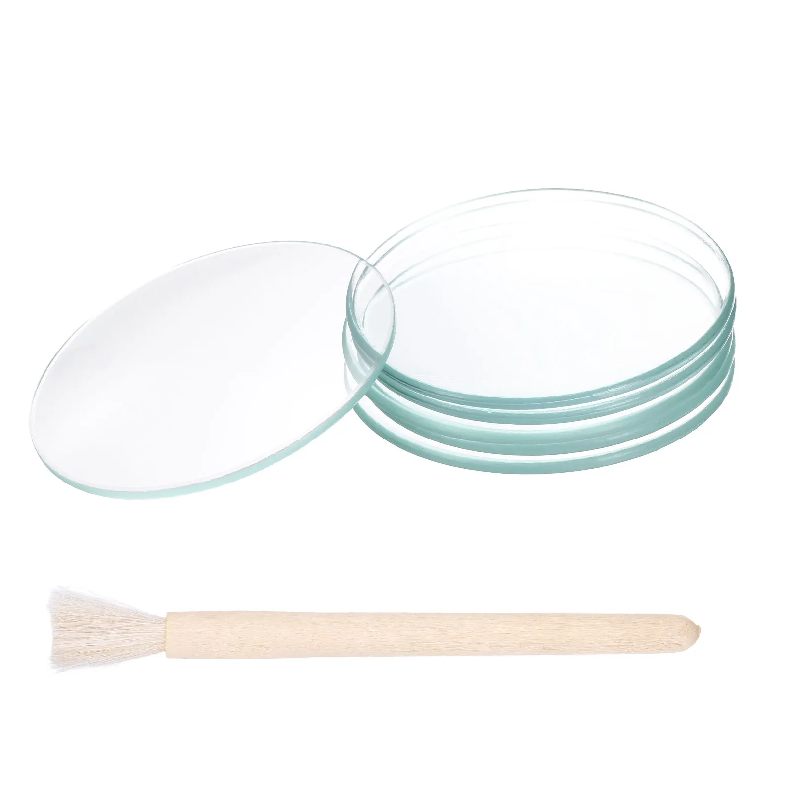 3/6Pcs 50-200mm Diameter Watch Glass Baker Cover with Wool Brush High Transparent Smooth Edges Chamfered Arch Cover for Flasks