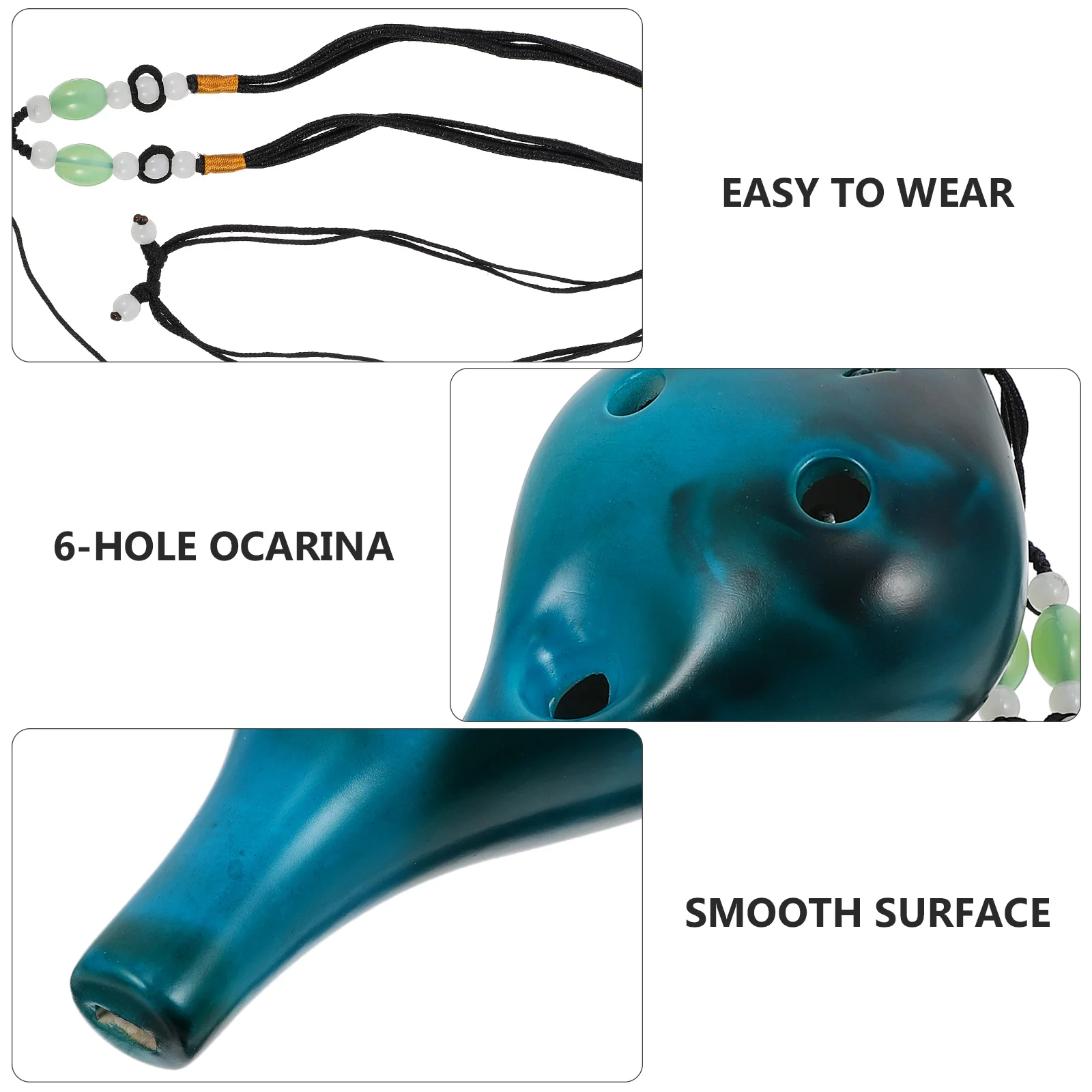 

1Pcs 6 Hole Dolomite Ocarina Portable Blue Lanyard Bag Professional Instrument Kids Adults 6 Hole Ocarina Music Instrument