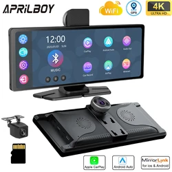 Aprilboy 10.26 Inch 4K Dash Cam Carplay  Android Auto Car Radio Multimedia Player Portable Recorder Car Stereo Touchscreen Car
