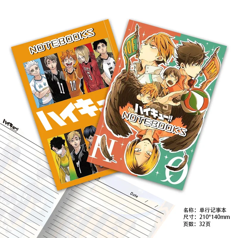 32PCS Shoyo Hinata Tobio Kageyama Kei Tsukishima Kotaro Bokuto Popular Animation Peripheral Student Gifts Exquisite Notebook