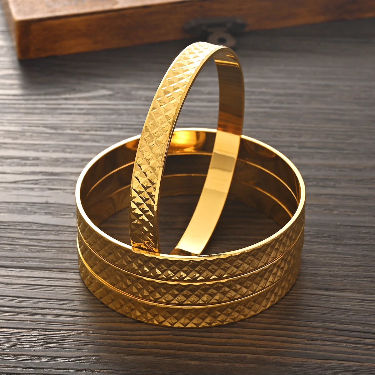 65MM Gold Color Dubai Bangle Women Middle East Ethiopian Bracelets Wedding Jewelry African Wedding Party Gifts