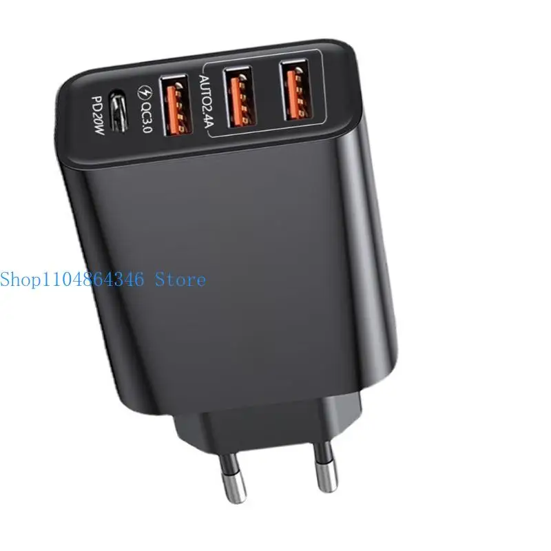 652F Fast Speed 4 Port European Travel Type C To EU Adapters Multiple Device Charging