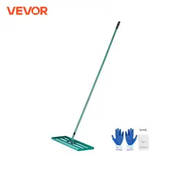 ​VEVOR Rastrillo Nivelador de Césped de 914x254 mm, Mango de Acero, Placa Base de 1981 mm, Rastrillo Nivelador de Suelo Resistente de Aleación de Aluminio para Césped, Golf, Patio, Campos de Jardín