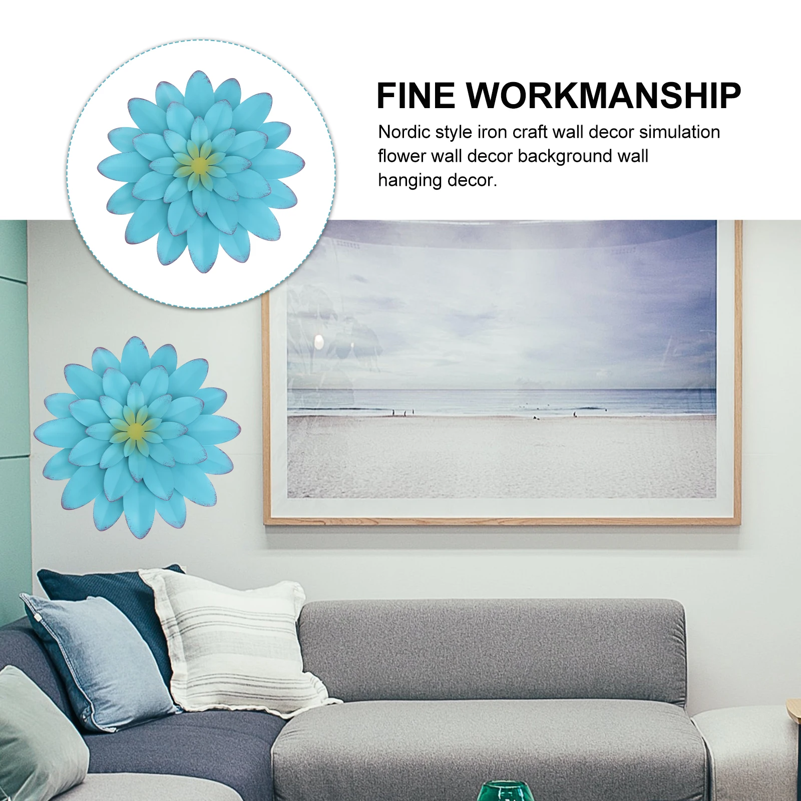 

Living Room Wall Decorations Flower Ornament Artificial Flowers Background Household Metal Artwork Decorative Iron