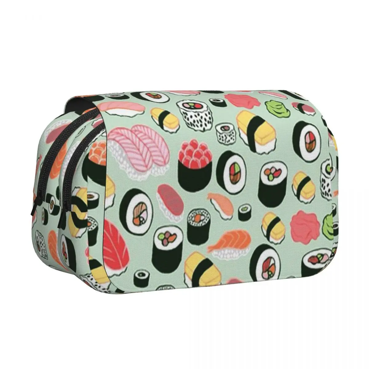 Cartoon Reis Nori Sushi Oni Onigiri Ball Muster Federmäppchen Stiftetui Hartschalen-Leder Großes Fassungsvermögen Stiftbox Stifttasche