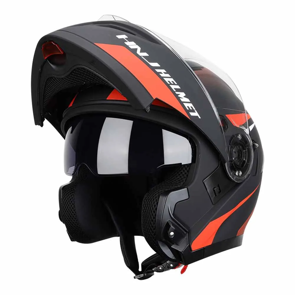 

Black Red Flip Up Racing Helmets Wear-Resistant Motocross Kask Breathable Motorcycle Accessories Anti-Fall Head Protection M-2XL