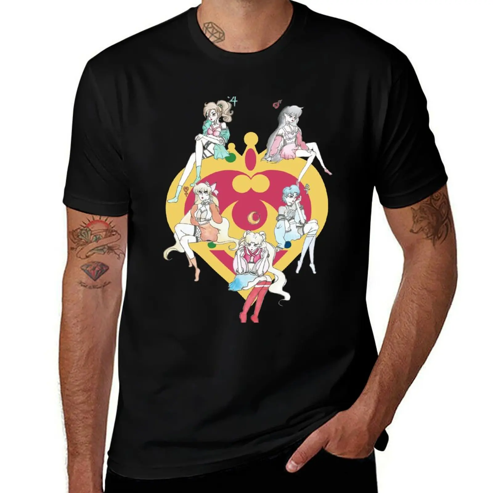 

sailor moon on heart T-Shirt new edition vintage t shirts summer top street wear shirts men