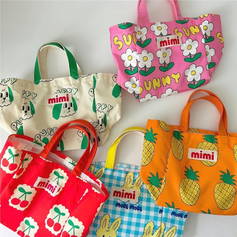 Sac à main en toile de dessin animé mignon pour maman, chiot blanc orange, ananas Ins, sac de transport pour employés de bureau, loisirs, 30x33x17cm, nouveau, 2023