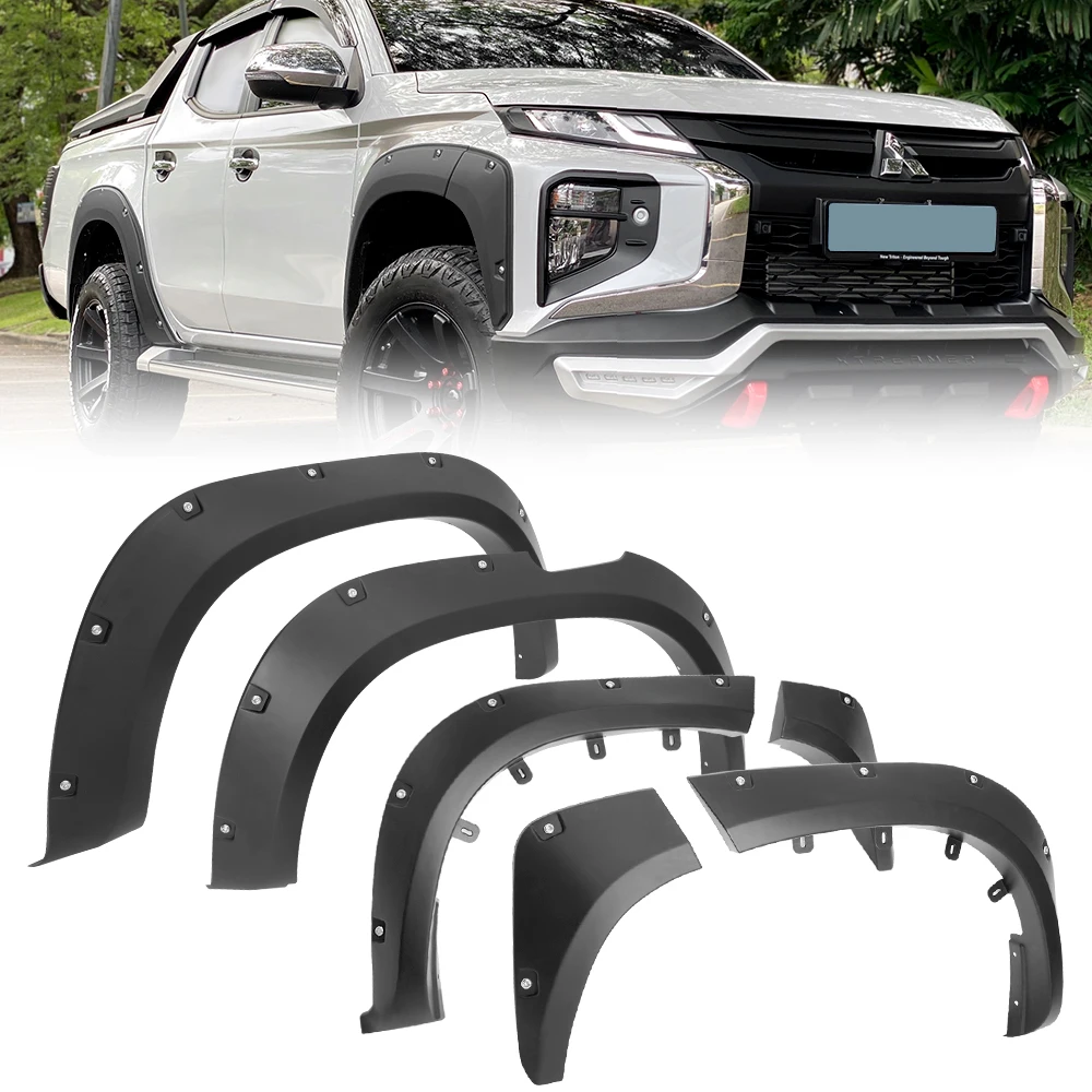 

Pocket Style Fender Flares Wheel Arches Extersion Car Accessories for Mitsubishi Triton 2019 2020 2021 2022 Matte Black Mudguard