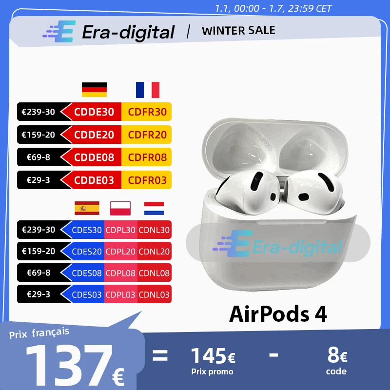 NEW Original Apple AirPods 4 Wireless Bluetooth earphone Air Pods 4 Adaptive EQ Dual beamforming microphones