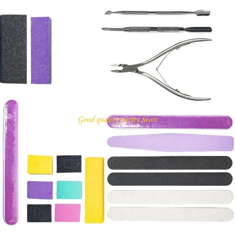 

M4YA 19x/Set Sponge Rubbing Set Buffer and Files Set Manicure Tool Buffer Block Care Tool Set for Nails