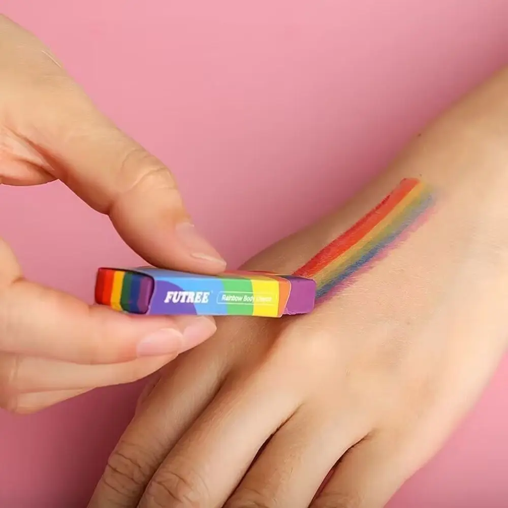 عصا طلاء الوجه بألوان قوس قزح من بارافين، قابلة للغسل، قلم مكياج آمن للرسم الفني، أقلام تلوين صبغية سهلة التنظيف #2