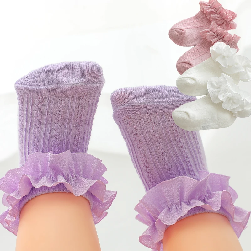 Girls Socks Spring and Autumn Princess Socks Girls Summer Thin Mesh Lace Dance Sock Korea Department 7-12m Baby Cotton Socks