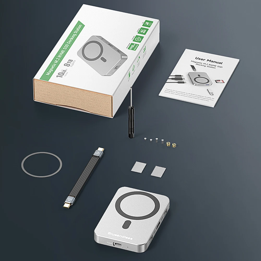 10 Gbit/s Magnetische SSD-Gehäuse Dockingstation USB-C USB3.2 Splitter HDMI-kompatible Dockingstation Hub 4k 60Hz Videospeicher