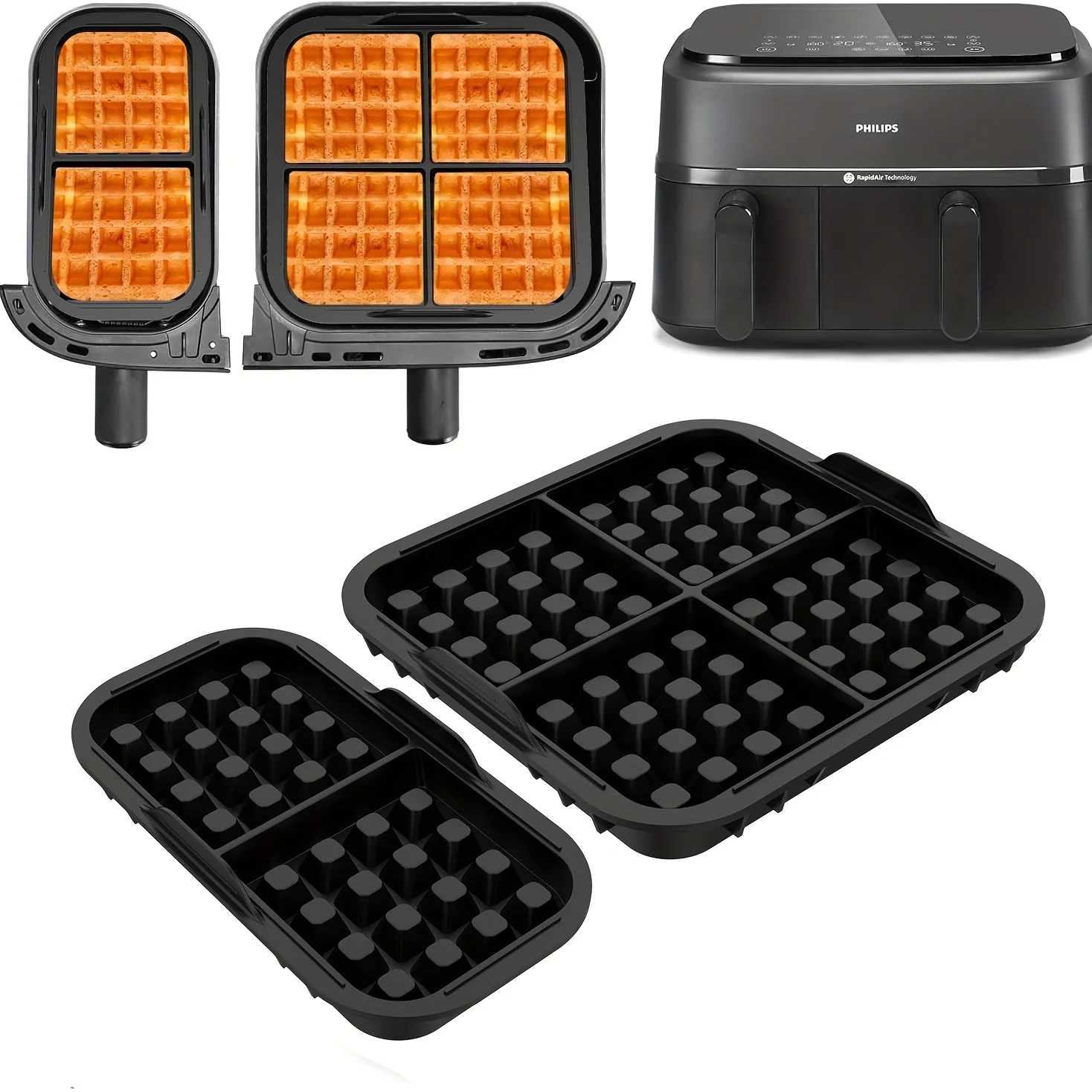 2Pcs Waffle Silicone Molds Air Fryer Accessories for Philips NA350 Tefal EY9018 Baking Shop Tools Kitchen Air Fryer Easy Clean
