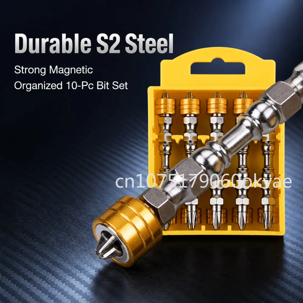 PH2 Magnetic Screwdriver Bits Set Non-Slip Cross Head Drill Bit with Anti-Slip Collar S2 Steel Impact Driver Bit Extension Tool