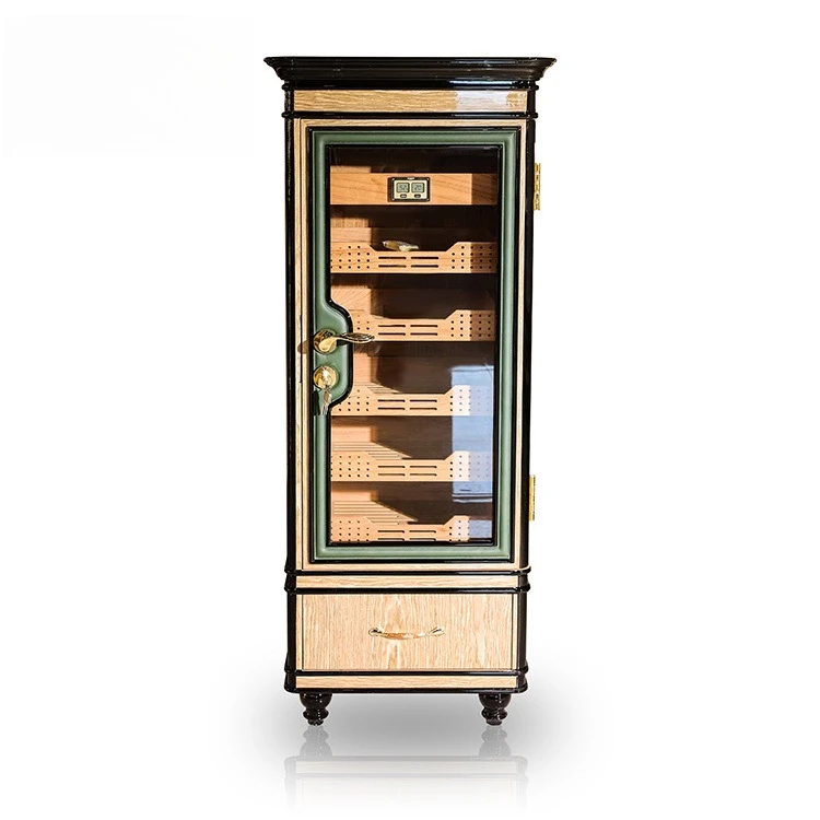 Luxury marble leather cigar cabinet, cedar wood moisturizing and constant humidity wooden cigarette case