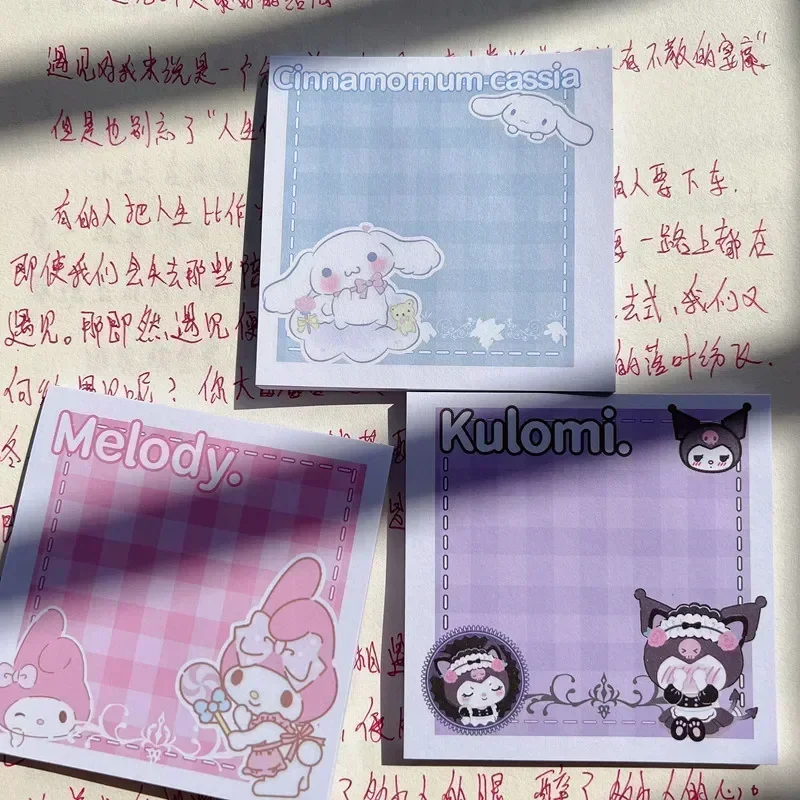 Kawaii Sanrio Anime Post Note Kuromi My Melody Cinnamoroll Post Note Stationery Girl Heart Cute Message Post Notebook