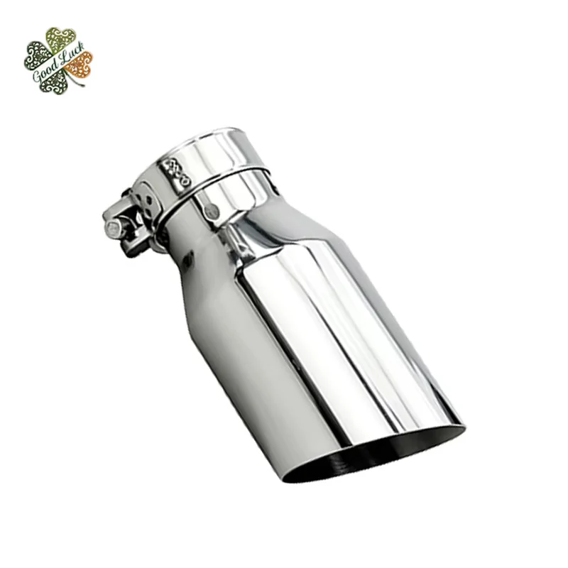 1 General-purpose stainless steel single-layer straight-edge angled outlet for car exhaust pipe - Car muffler tailpipe tail end 2
