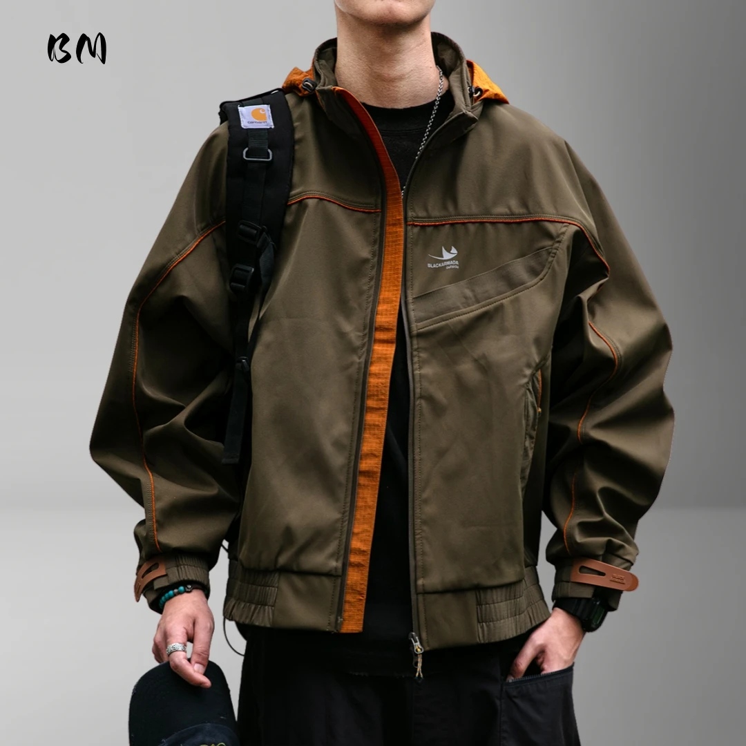 

Mens Outdoor American Streetwear Softshell Jacket Waterproof Windproof Functional High Quality Spring Autumn Casual Trendy Coat