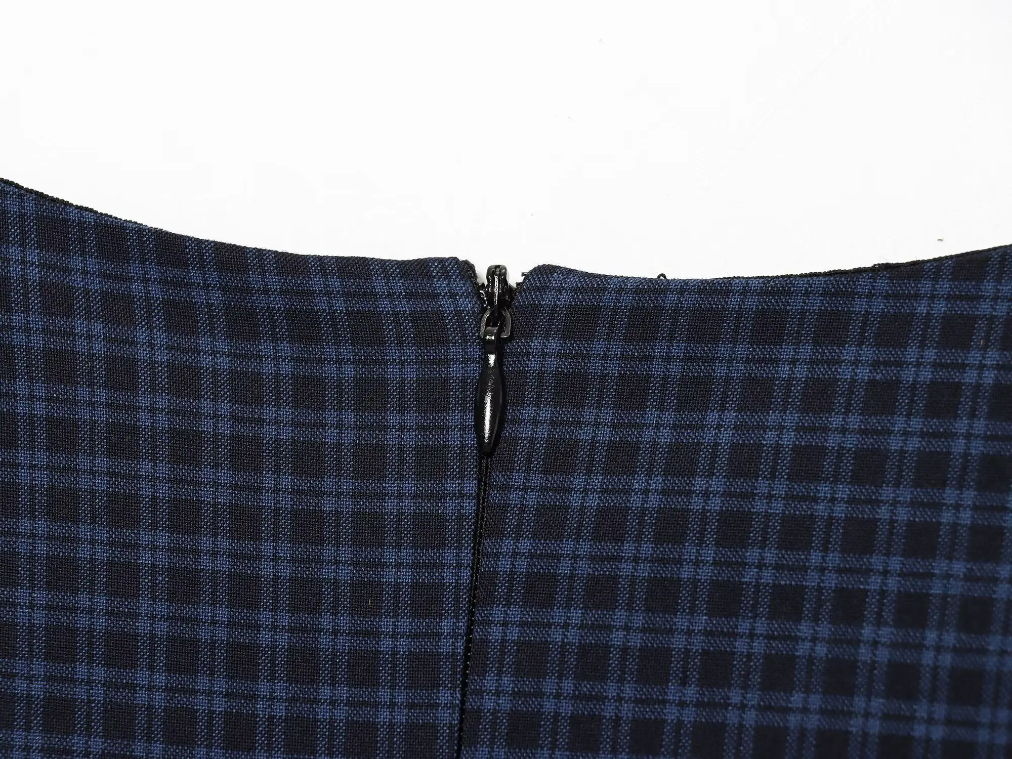 Novo vestido feminino azul marinho xadrez sem mangas em camadas mini vestido sexy e elegante