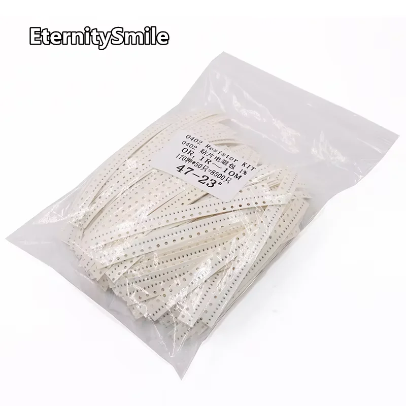 8500PCS 0402 SMD Resistor Kit Assorted Kit 0R 1R-10M ohm 1% 170valuesX 50PCS=8500PCS Sample Kit