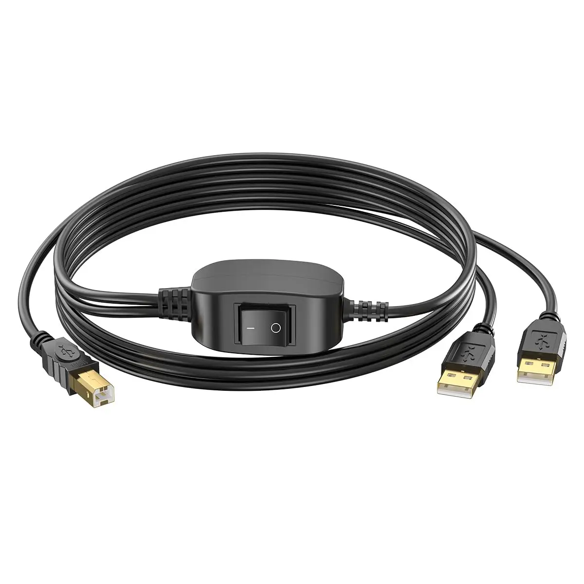 2 in 1 Printer Cable USB A to B Male to Male Printer Cable for Hp Canon Samsung Printer Splitter for Two Computers