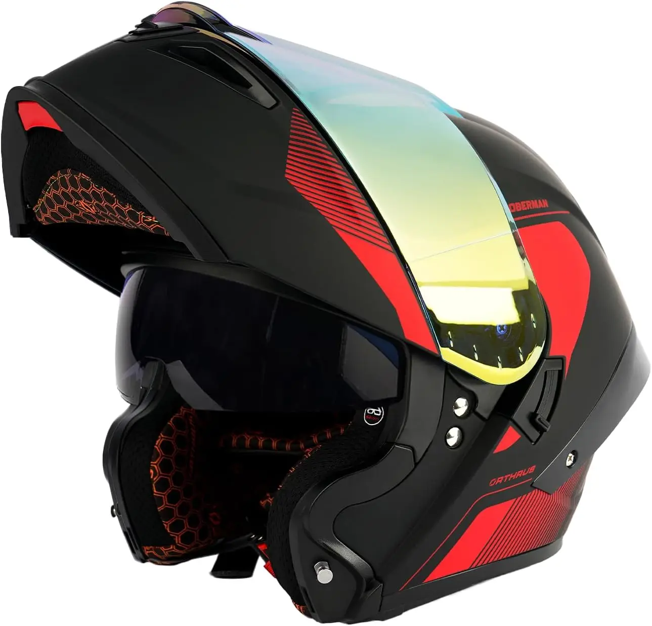 

Modular LED Full Face Motorcycle Helmet-DOT Approved Flip-Up Dual Visor Sun Shield Bluetooth Ready for Adults Men Women-Street B