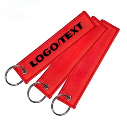 Custom Logo Aviation Bag Ribbon Keyring Print Name Number Motorcycle Embroidery Webbing Key Chain Personalize Keychain Strap
