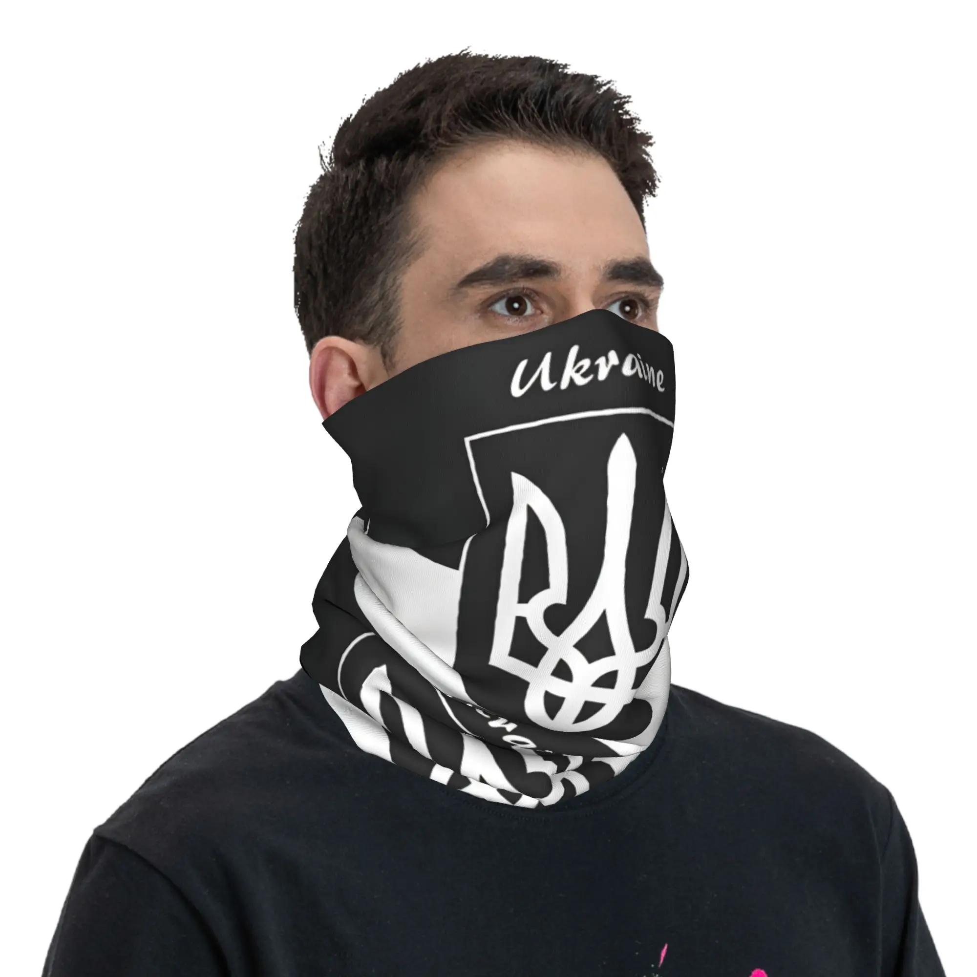 Ukraine Trident Shield Logo Bandana  Funny Cycling Mask Riding Fishing Sun Protection Balaclava Printed Soft Bike Tactical Mask