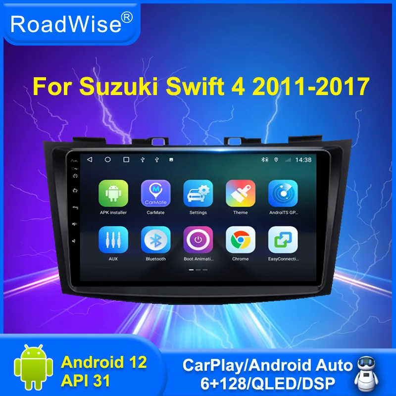 Roadwise 8+256 Android 12 Car Radio For Suzuki Swift 2011 - 2017 Multimedia Carplay 4G Wifi Navi GPS DVD 2 DIN Autoradio Stereo