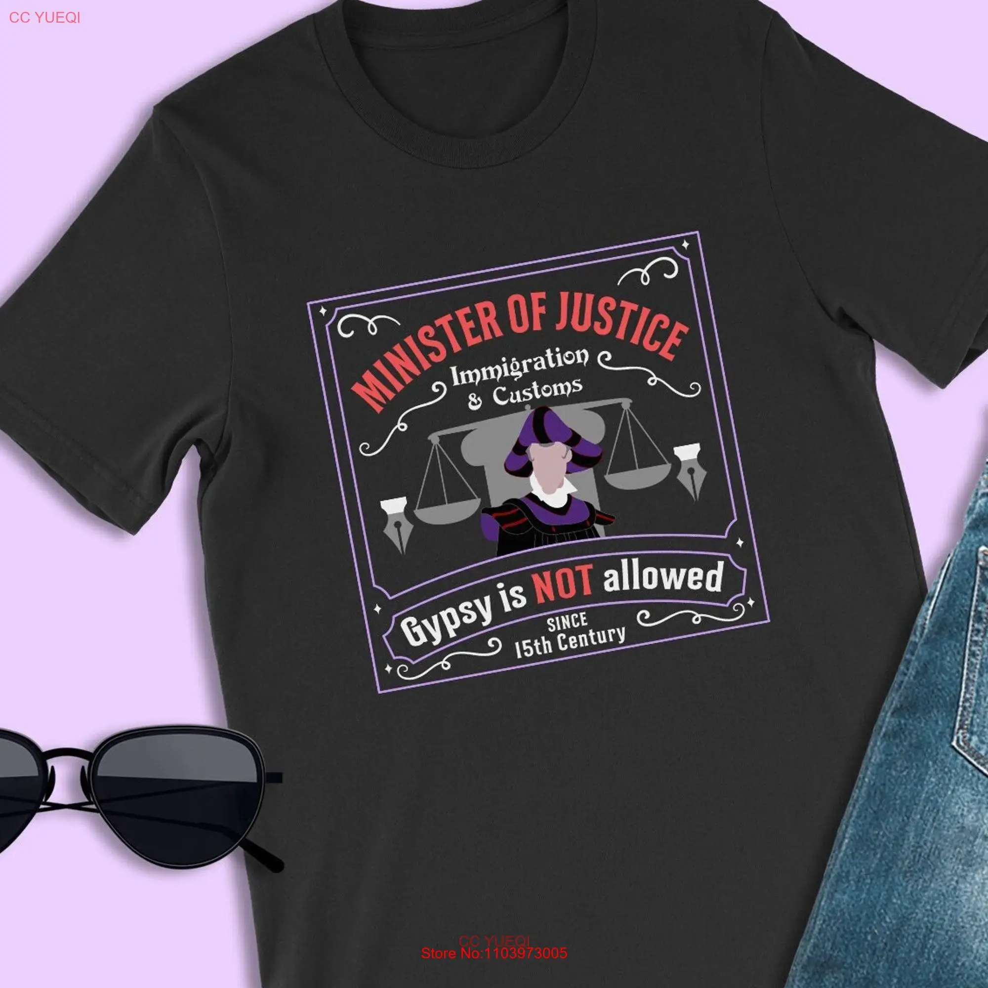 The Hunchback of Notre Dame Logo T Shirt Minister Justice Immigration Customs Claude Frollo Theme Occupational Outfits