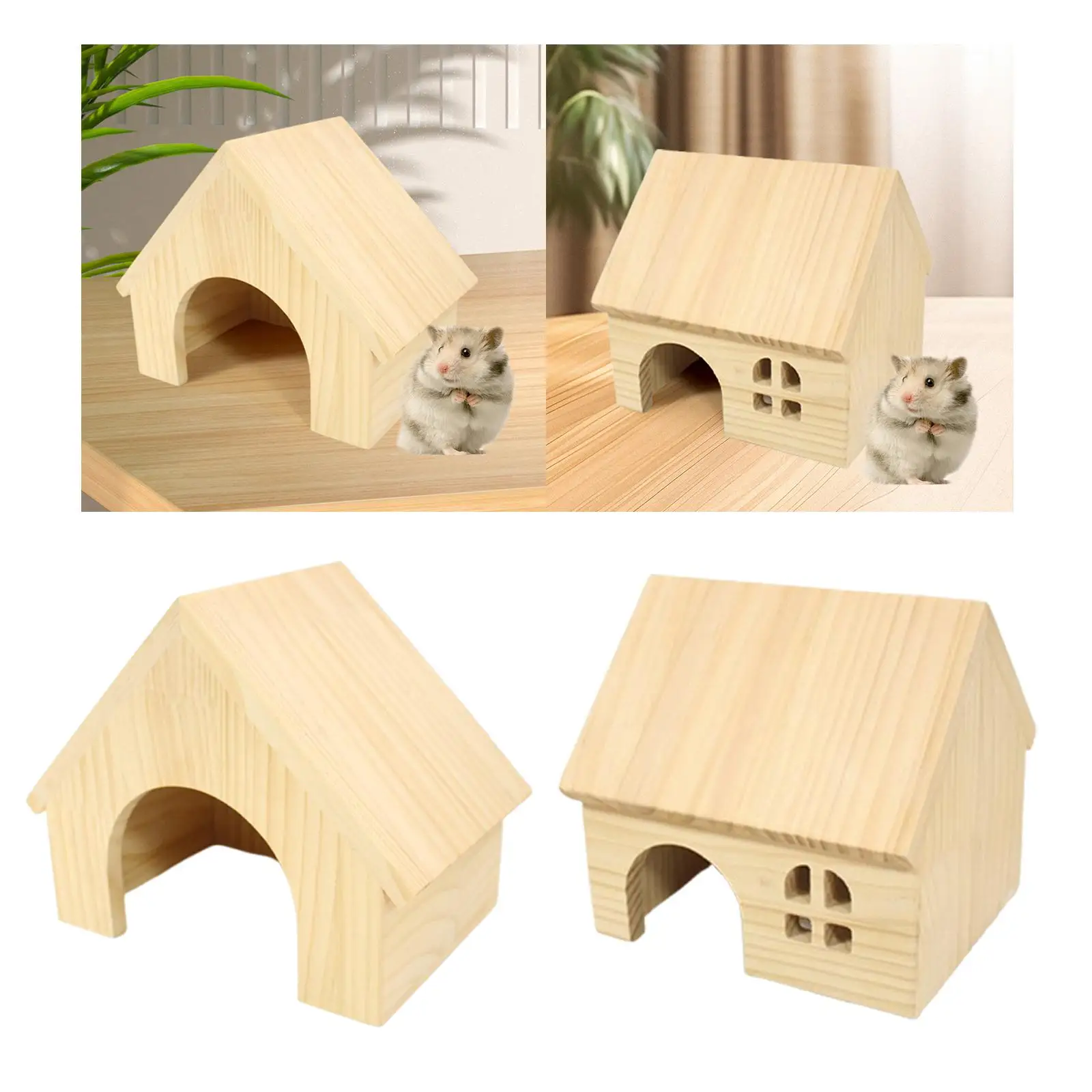 Hamster House Hide Supplies Small Animal Hideaway House Hamster Hideout Wood Pet Habitat for Hamster Lemmings Rat Mice Small Pet