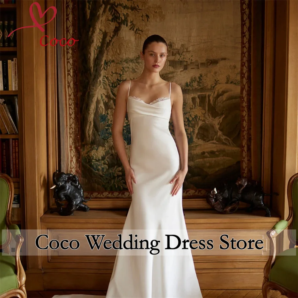 Customised Graceful Wedding Dresses Satin Bridal Gowns Lace Tiered Robes Spaghetti Straps Glamorous Vintage Vestidos De Novia