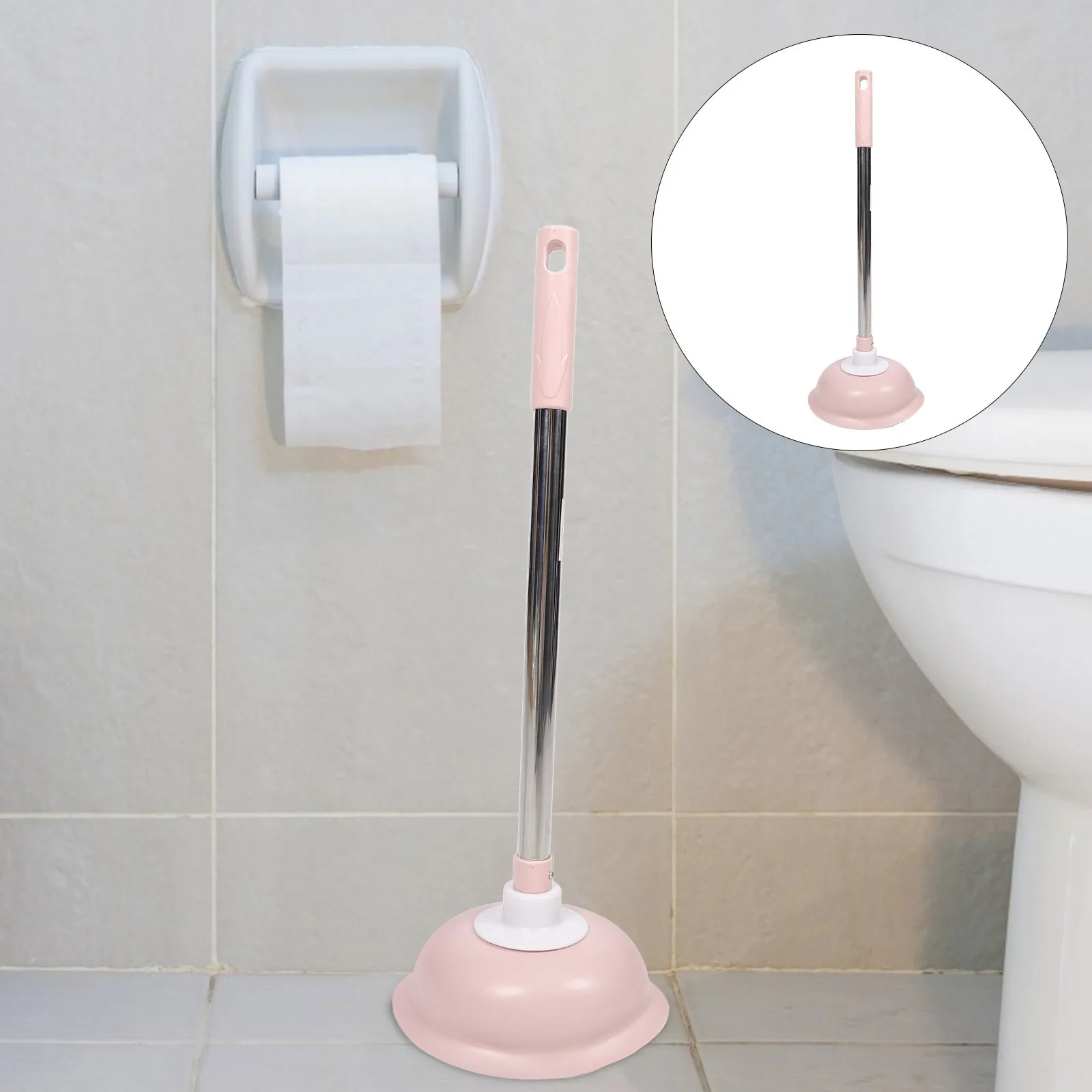 

Toilet Plunger Bathroom Cleaning Tool Steel Rubber Long Handle Ergonomic Design Household Bathroom Sink Drain Shower Clog