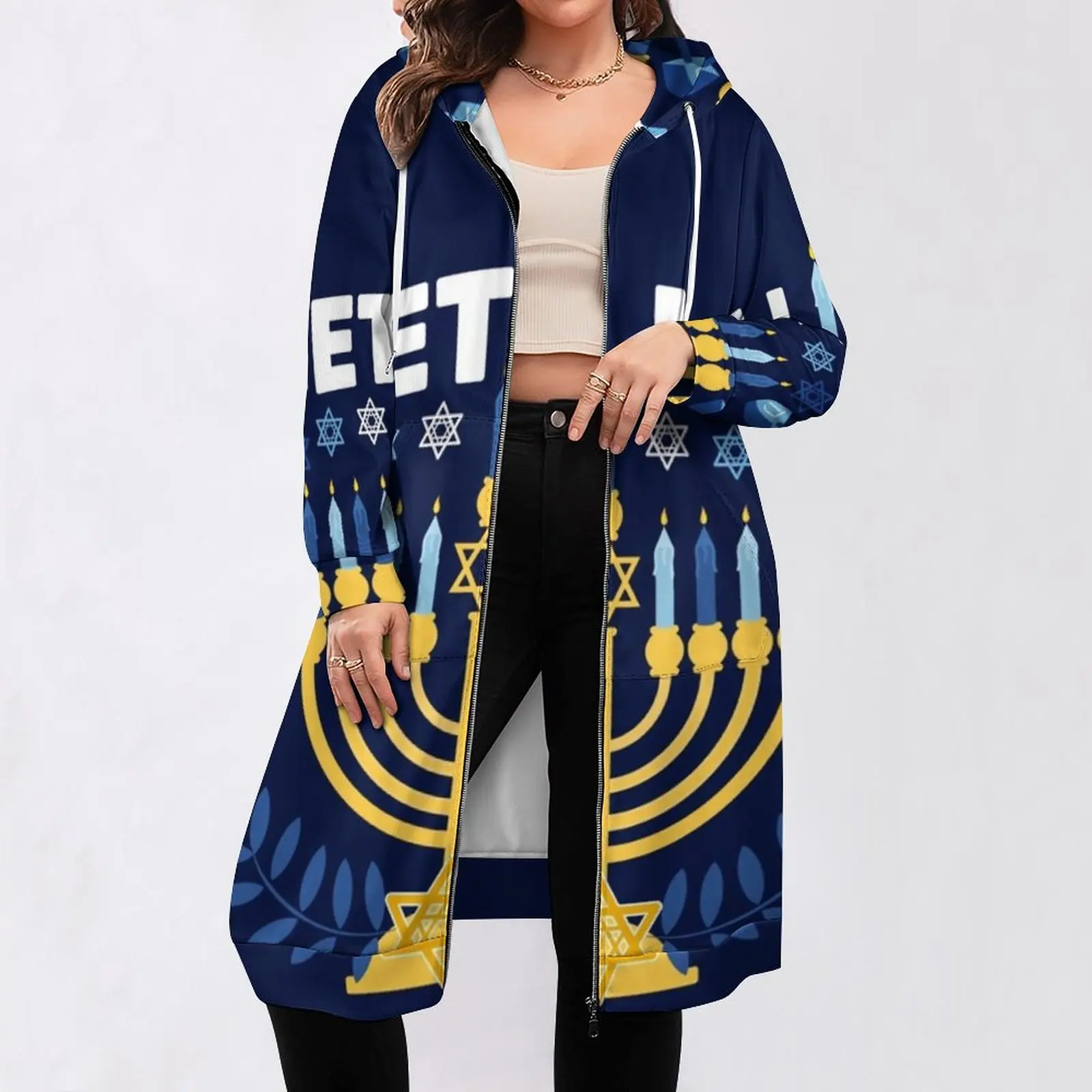 Get Lit Hanukkah Pullovers Hoodies Long Sleeve Hoodie Sweatshirt Printed Pocket Hooded Sweatshirts For Women Funny Chanukah